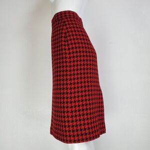 Vintage JH Collectibles Red Houndstooth Wool Skirt
